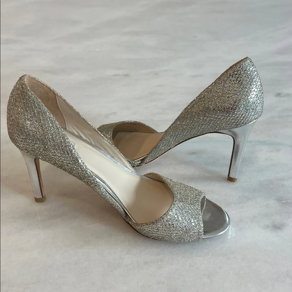 Cole Haan Gold Glitter Open-Toe Stiletto Pump